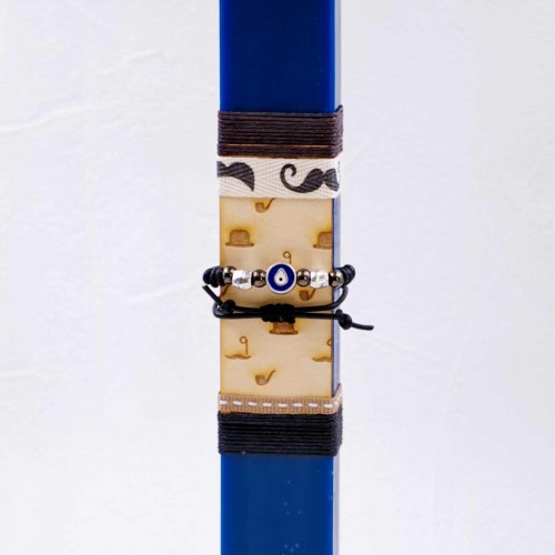 Λαμπάδα με Ανδρικό Βραχιόλι Χειροποίητη αρωματική λαμπάδα για άνδρες με μακραμέ βραχιόλι