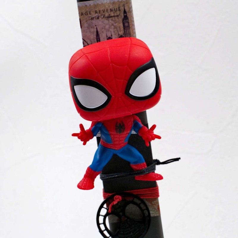 Χειροποίητη λαμπάδα με φιγούρα Funko Pop Spiderman από τη συλλογή Marvel