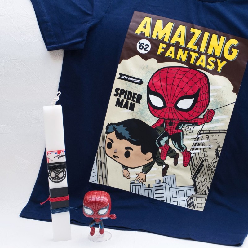 Λαμπάδα για αγόρια με φιγούρα και μπλούζα Spiderman Λαμπάδα για αγόρια με φιγούρα και μπλούζα Spiderman