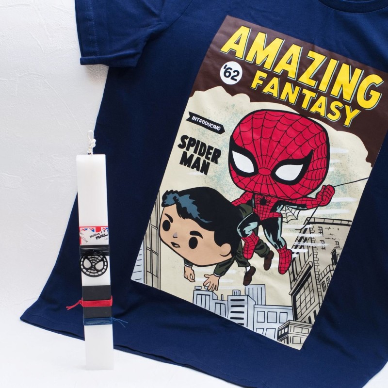 Λαμπάδα για αγόρια με φιγούρα και μπλούζα Spiderman Λαμπάδα για αγόρια με φιγούρα και μπλούζα Spiderman