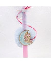 Girl's Easter candle with wooden part Handmade Easter candle for girls with wooden part