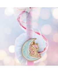 Girl's Easter candle with wooden part Handmade Easter candle for girls with wooden part
