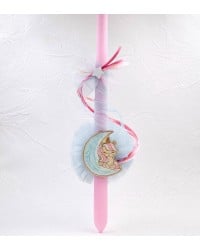 Girl's Easter candle with wooden part Handmade Easter candle for girls with wooden part