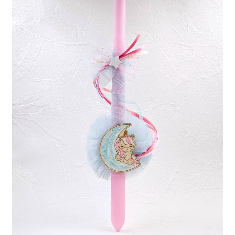 Girl's Easter candle with wooden part Handmade Easter candle for girls with wooden part