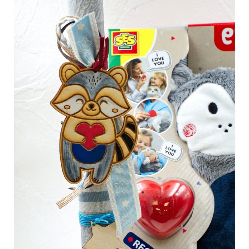 Σετ λαμπάδα για μικρά παιδιά και λούτρινο ρακούν 