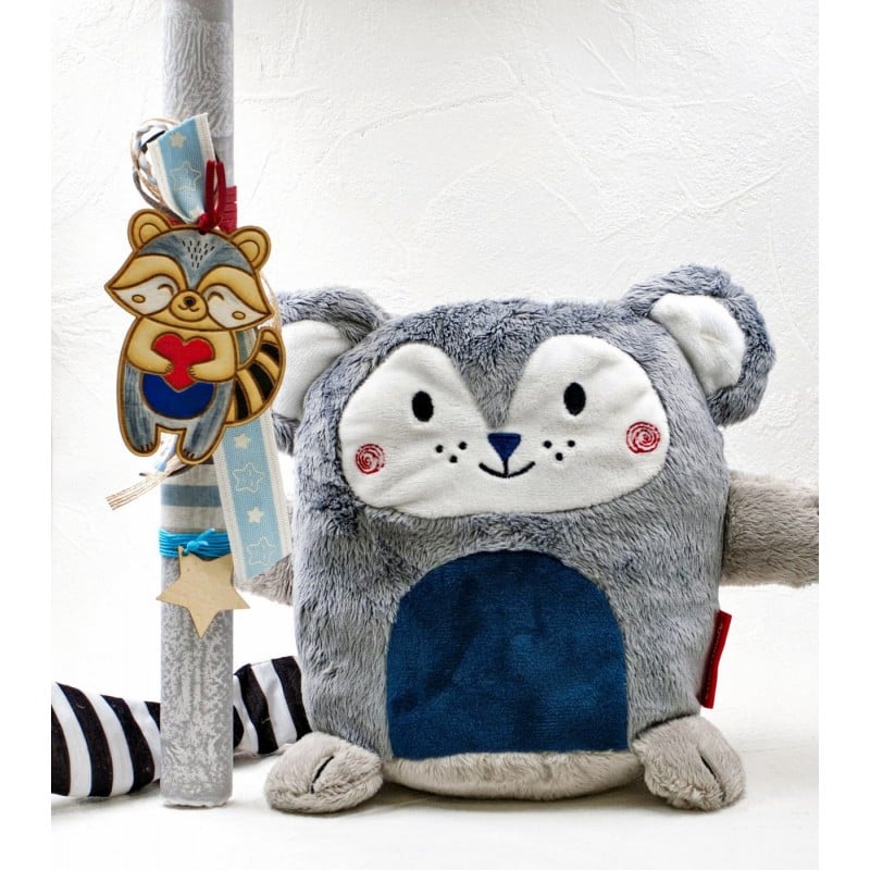 Σετ λαμπάδα για μικρά παιδιά και λούτρινο ρακούν 