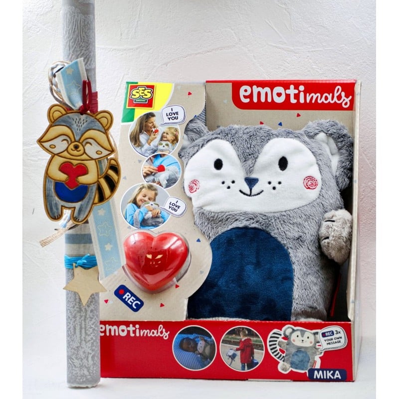 Σετ λαμπάδα για μικρά παιδιά και λούτρινο ρακούν 