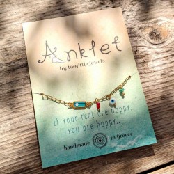 Anklet made of stainless steel chain with 24K gold-plated parts 