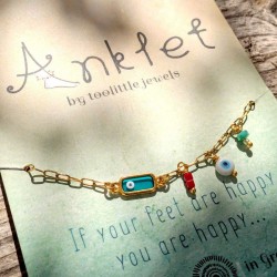 Anklet made of stainless steel chain with 24K gold-plated parts 