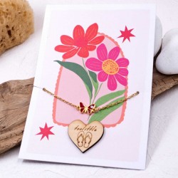 Anklet made of stainless steel chain with 24K gold-plated enamelled butterfly 