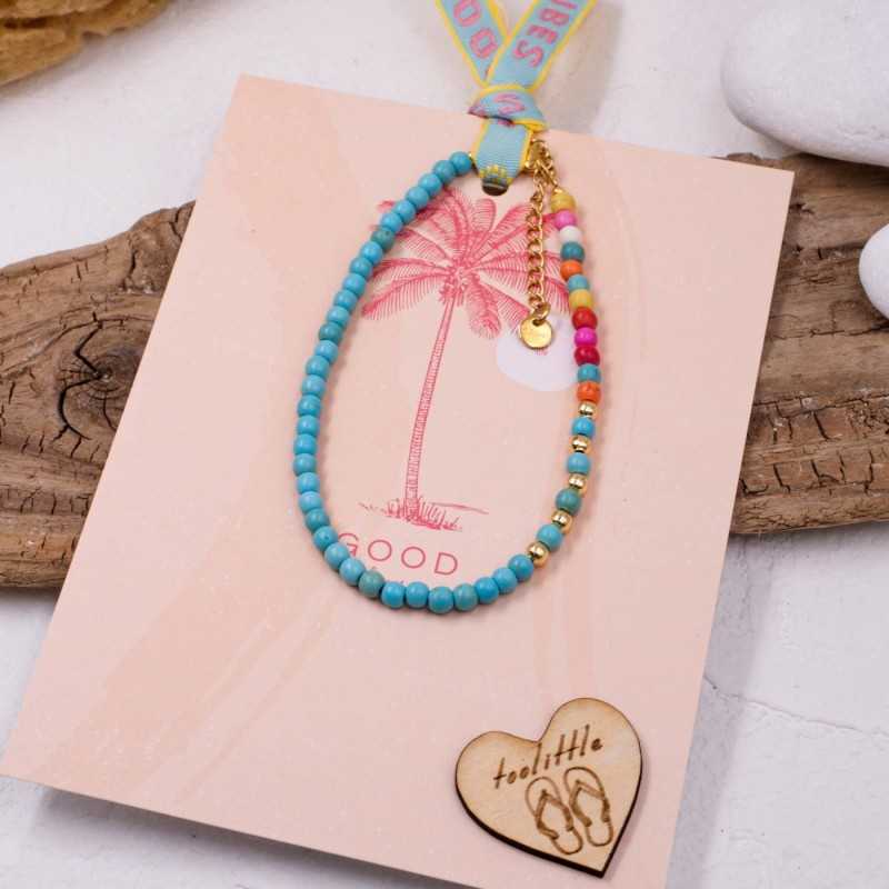 Βραχιόλι ποδιού με μεταλλικά στοιχεία από ανοξείδωτο ατσάλι και χαολίτες