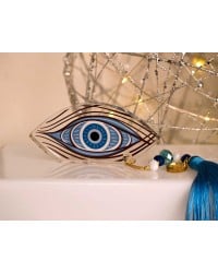 Lucky charm with resin evil eye, crystals and tassel Lucky charm 2025 with resin evil eye, crystals and tassel