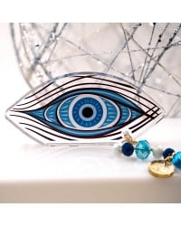 Lucky charm with resin evil eye, crystals and tassel Lucky charm 2025 with resin evil eye, crystals and tassel