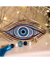 Lucky charm with resin evil eye, crystals and tassel Lucky charm 2025 with resin evil eye, crystals and tassel