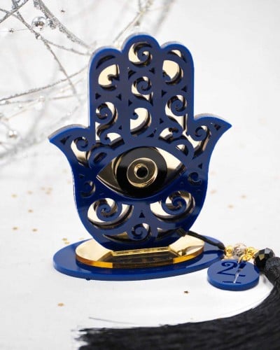 Blue Hamsa Lucky Charm with Evil Eye 