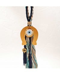 Handmade hanging lucky charm 2024 with horseshoe made of plexiglass and cords Handmade hanging lucky charm 2024 with horseshoe made of plexiglass and cords
