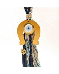 Handmade hanging lucky charm 2024 with horseshoe made of plexiglass and cords Handmade hanging lucky charm 2024 with horseshoe made of plexiglass and cords