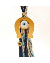 Handmade hanging lucky charm 2024 with horseshoe made of plexiglass and cords Handmade hanging lucky charm 2024 with horseshoe made of plexiglass and cords