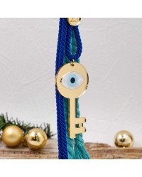 Handmade hanging lucky charm 2025 with key made of plexiglass and evil eye Handmade hanging lucky charm 2025 with key made of plexiglass and evil eye