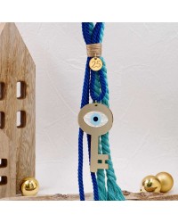 Handmade hanging lucky charm 2025 with key made of plexiglass and evil eye Handmade hanging lucky charm 2025 with key made of plexiglass and evil eye
