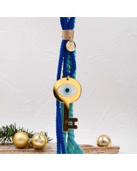 Handmade hanging lucky charm 2025 with key made of plexiglass and evil eye Handmade hanging lucky charm 2025 with key made of plexiglass and evil eye