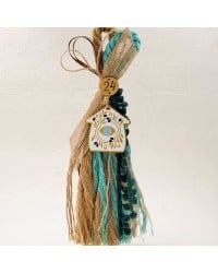 Handmade hanging lucky charm 2025 with home made of wood with print pattern Handmade hanging lucky charm 2025 with home made of wood with print pattern