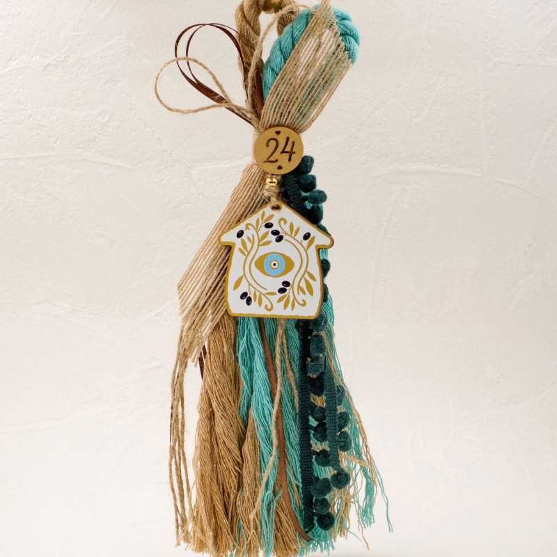 Handmade hanging lucky charm 2025 with home made of wood with print pattern Handmade hanging lucky charm 2025 with home made of wood with print pattern
