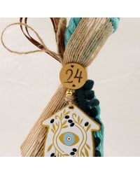 Handmade hanging lucky charm 2025 with home made of wood with print pattern Handmade hanging lucky charm 2025 with home made of wood with print pattern
