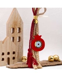Handmade hanging lucky charm 2025 with pomegranate made of plexiglass and cords Handmade hanging lucky charm 2025 with pomegranate made of plexiglass and cords