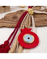 Handmade hanging lucky charm 2025 with pomegranate made of plexiglass and cords Handmade hanging lucky charm 2025 with pomegranate made of plexiglass and cords