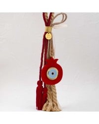 Handmade hanging lucky charm 2025 with pomegranate made of plexiglass and cords Handmade hanging lucky charm 2025 with pomegranate made of plexiglass and cords