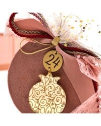 Handmade lucky charm 2025 with wooden part and Pomegranate made of plexiglass Handmade lucky charm 2025 with wooden part and Pomegranate made of plexiglass