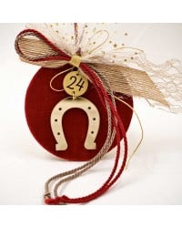 Handmade lucky charm 2024 with wooden part and Horseshoe made of plexiglass Handmade lucky charm 2024 with wooden part and Horseshoe made of plexiglass