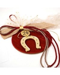 Handmade lucky charm 2024 with wooden part and Horseshoe made of plexiglass Handmade lucky charm 2024 with wooden part and Horseshoe made of plexiglass