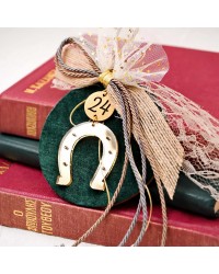 Handmade lucky charm 2024 with wooden part and Horseshoe made of plexiglass Handmade lucky charm 2024 with wooden part and Horseshoe made of plexiglass