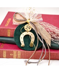 Handmade lucky charm 2024 with wooden part and Horseshoe made of plexiglass Handmade lucky charm 2024 with wooden part and Horseshoe made of plexiglass