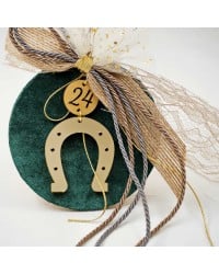 Handmade lucky charm 2024 with wooden part and Horseshoe made of plexiglass Handmade lucky charm 2024 with wooden part and Horseshoe made of plexiglass
