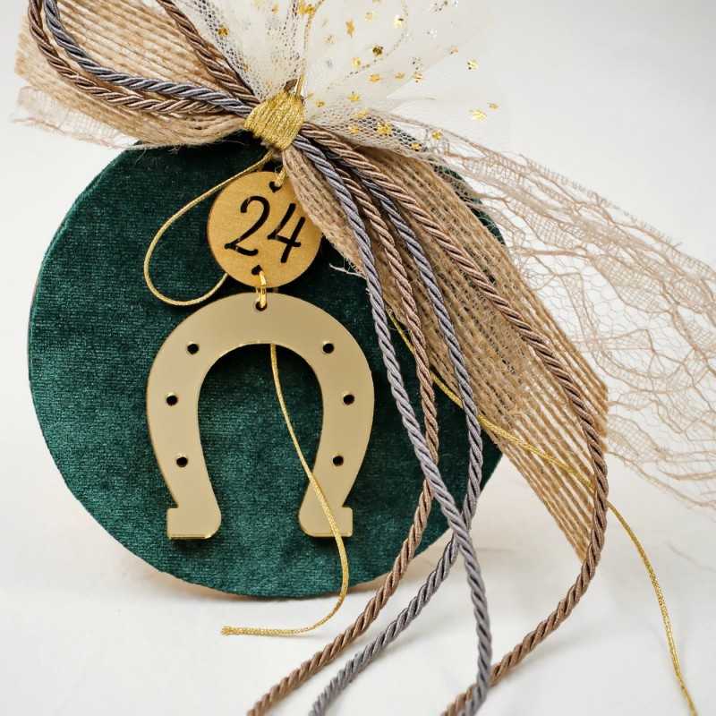 Handmade lucky charm 2024 with wooden part and Horseshoe made of plexiglass Handmade lucky charm 2024 with wooden part and Horseshoe made of plexiglass