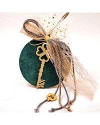 Handmade lucky charm with wooden part and Key made of plexiglass Handmade lucky charm 2026 with wooden part and Key made of plexiglass