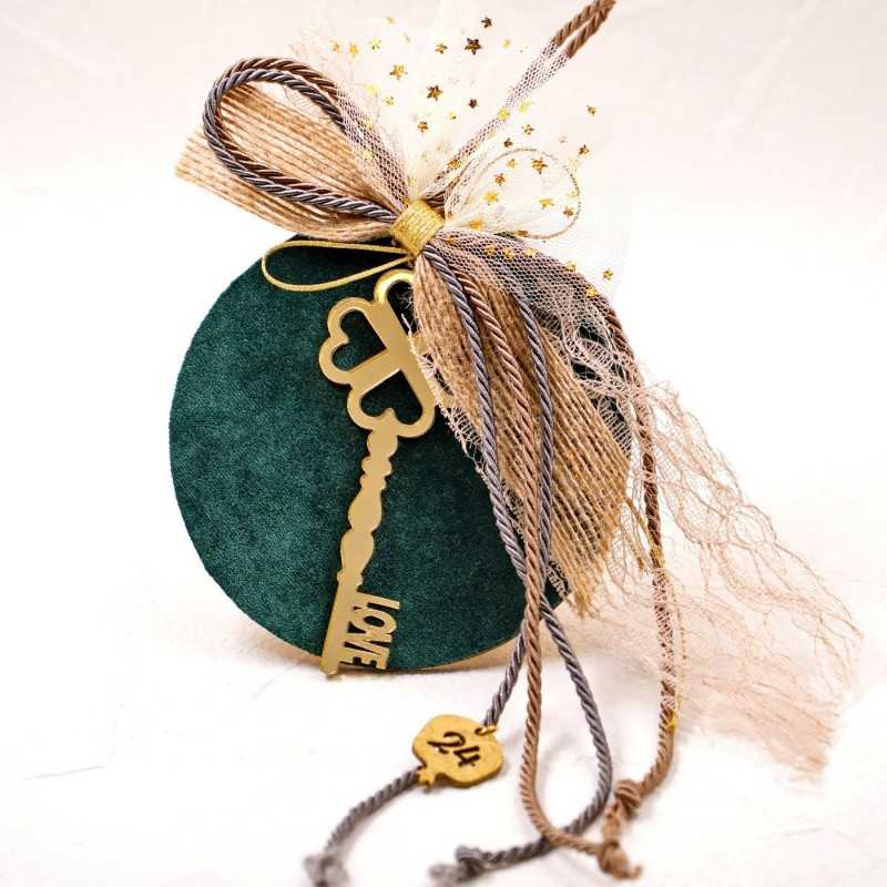 Handmade lucky charm with wooden part and Key made of plexiglass Handmade lucky charm 2026 with wooden part and Key made of plexiglass