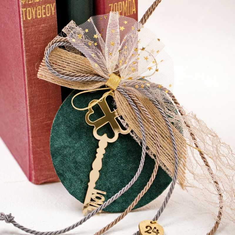 Handmade lucky charm with wooden part and Key made of plexiglass Handmade lucky charm 2026 with wooden part and Key made of plexiglass