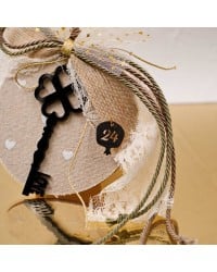 Handmade lucky charm with wooden part and Key made of plexiglass Handmade lucky charm 2026 with wooden part and Key made of plexiglass