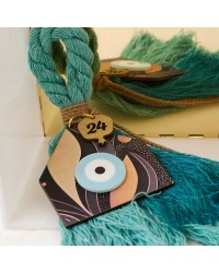 Lucky Charm 2025 with wooden home Handmade lucky charm 2025 with wooden home and plexiglass evil eye