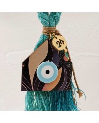Lucky Charm 2025 with wooden home Handmade lucky charm 2025 with wooden home and plexiglass evil eye