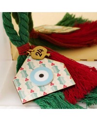 Lucky Charm 2025 with wooden home Handmade lucky charm 2025 with wooden home and plexiglass evil eye
