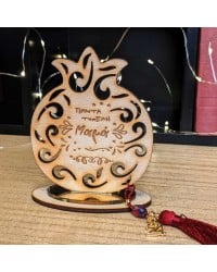 Handmade lucky charm 2025 wooden pomegranate with wish Handmade lucky charm 2025 wooden pomegranate with wish