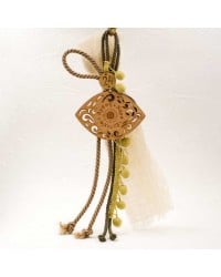 Handmade hanging lucky charm 2025 with Evil Eye made of wood with print pattern Handmade hanging lucky charm 2025 with Evil Eye made of wood with print pattern