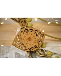 Handmade hanging lucky charm 2025 with Evil Eye made of wood with print pattern Handmade hanging lucky charm 2025 with Evil Eye made of wood with print pattern