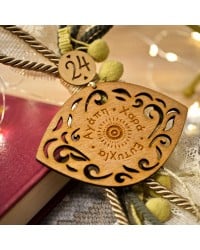 Handmade hanging lucky charm 2025 with Evil Eye made of wood with print pattern Handmade hanging lucky charm 2025 with Evil Eye made of wood with print pattern