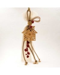 Handmade hanging lucky charm 2025 with home made of wood with print pattern Handmade hanging lucky charm 2025 with home made of wood with print pattern